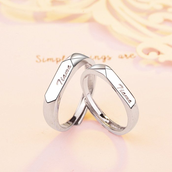 情侶戒指戒指男女S925批發一對日韓簡約學生對戒女友生日純銀情侶禮物送簡約風