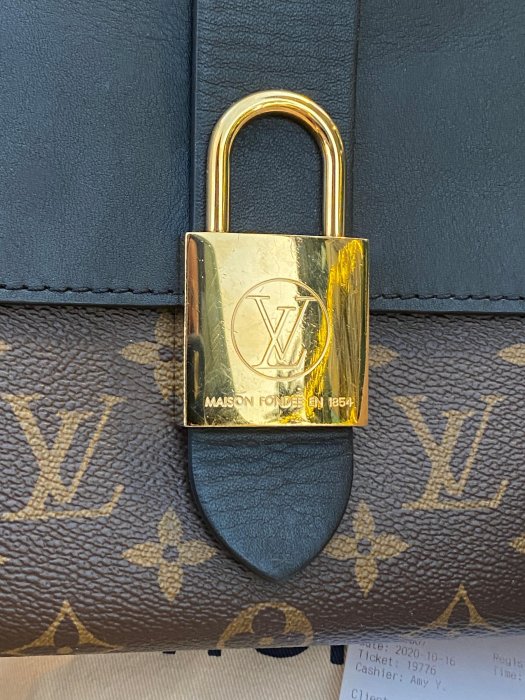 ＜葛蕾飾屋一館＞二手LV LOUIS VUITTON 黑色大鎖頭LOCKY BB ONE HANDLE M44141老花拼牛皮手提側背包