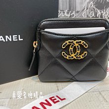 《真愛名牌精品》CHANEL AP2086 19系列 黑色方形 拉鍊 卡片零錢包 *全新品*代購