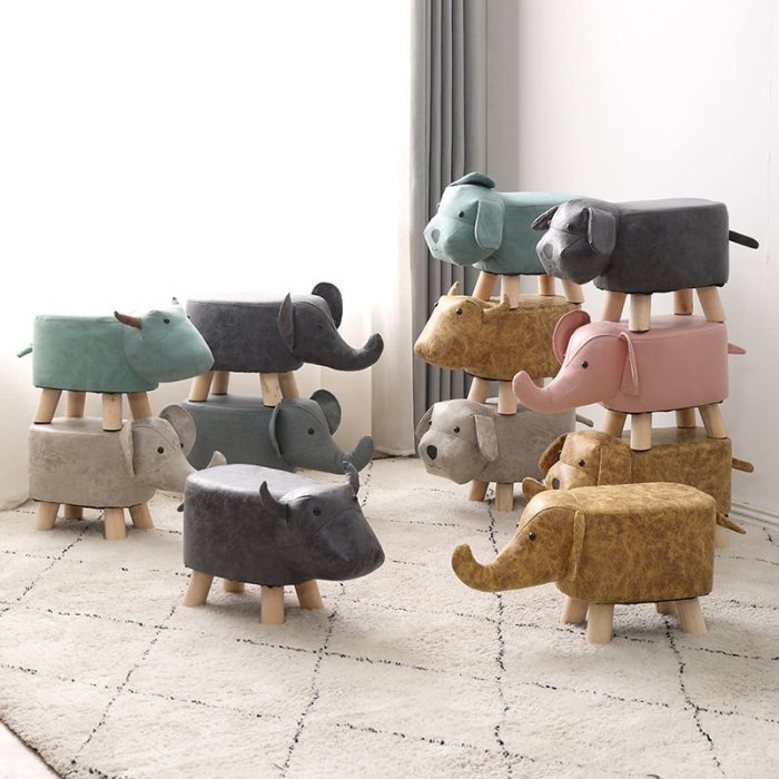 免運 兒童動物換鞋凳時尚小牛凳沙凳家用矮凳可卡通矮凳實木小凳子 自行安裝