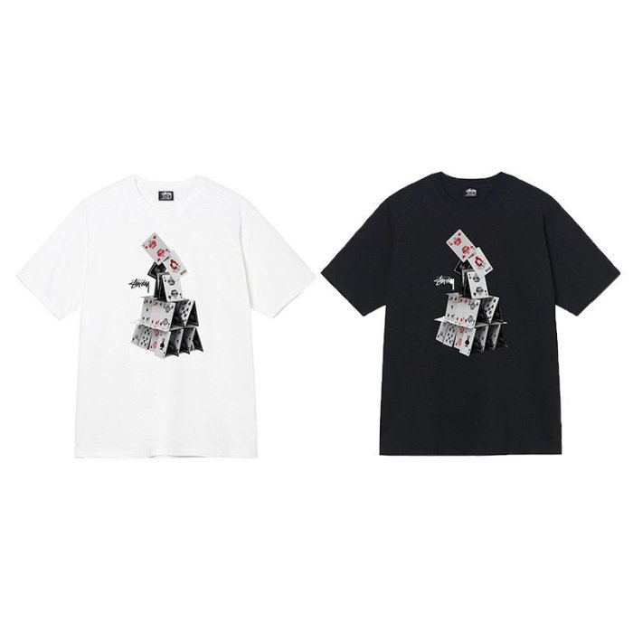 熱賣精選】現貨Stussy house of cards紙牌屋撲克牌印花純棉短袖T恤