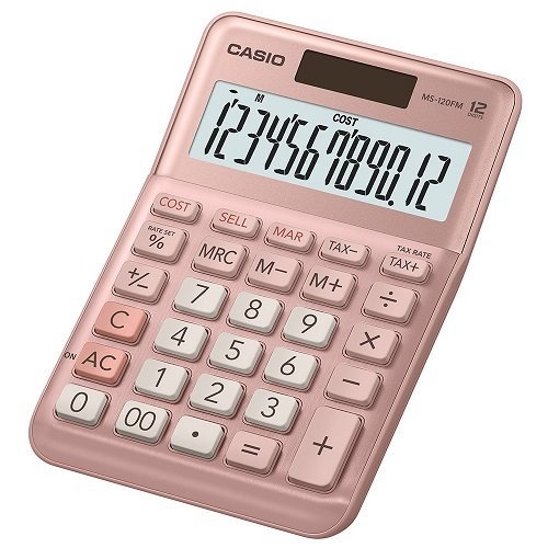 [嘉義雲林卡西歐批發網] CASIO 12位元商用小型計算機-櫻花粉(MS-120FM-PK)