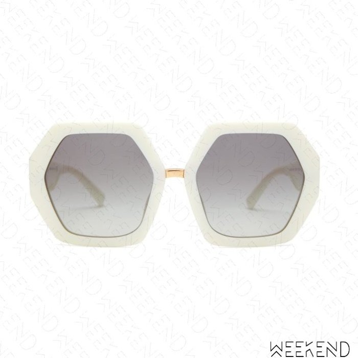 【WEEKEND】 VALENTINO Hexagon-frame 大尺寸 墨鏡 太陽眼鏡 白框