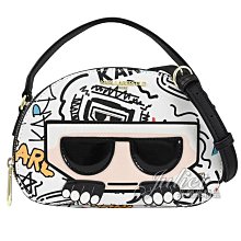 【茱麗葉精品】【全新福利品】KARL LAGERFELD 老佛爺塗鴉手提兩用斜背包.白 現貨