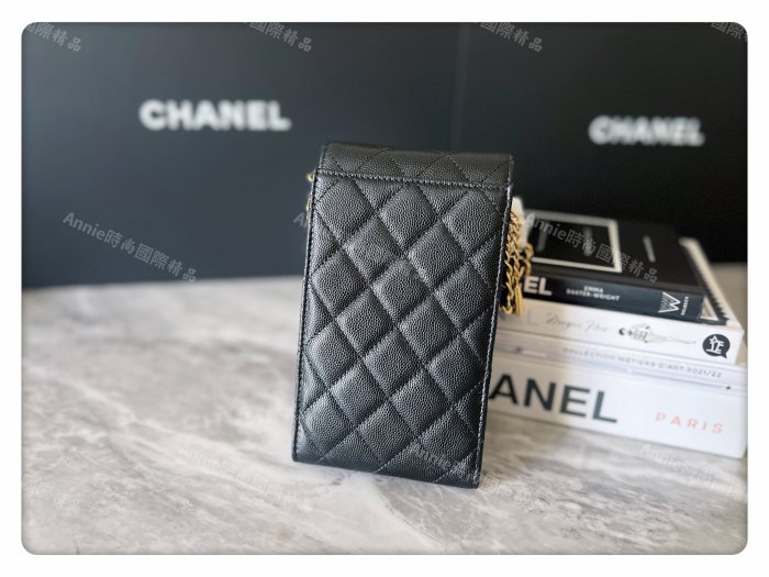 ☆ Annie 時尚國際精品 ☆ CHANEL AP3112 金幣鏈 黑色牛皮手機包