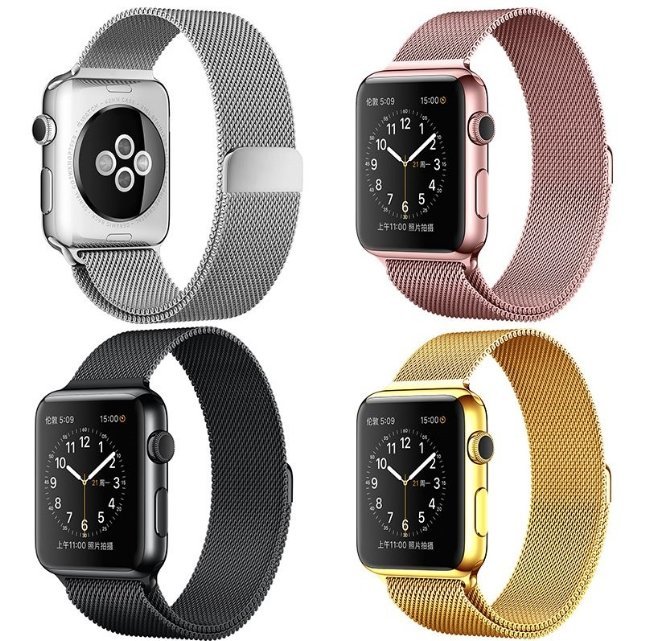 Apple Watch錶帶 米蘭錶帶 IWatch(送保護貼+保護殼)不鏽鋼金屬錶帶 蘋果手錶 米蘭尼斯錶帶 1234代