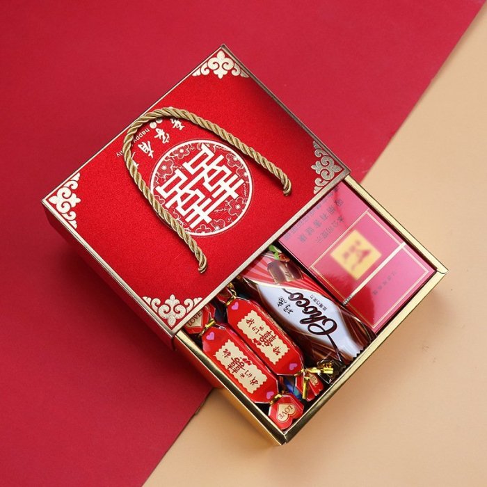【現貨精選】中式手提結婚喜糖盒子高端新款禮盒婚禮喜糖袋高級中國風喜糖盒