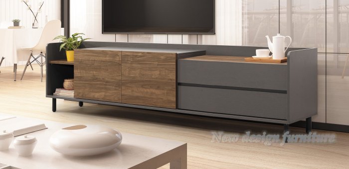 【N D Furniture】台南在地家具-木心板木紋ABS封邊180cm集成拼灰色電視櫃/矮櫃YH