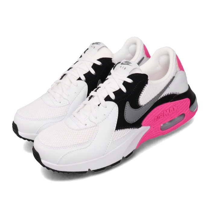 =CodE= NIKE W AIR MAX EXCEE 透氣網布皮革慢跑鞋(白黑桃紅) CD5432-100 90 女男