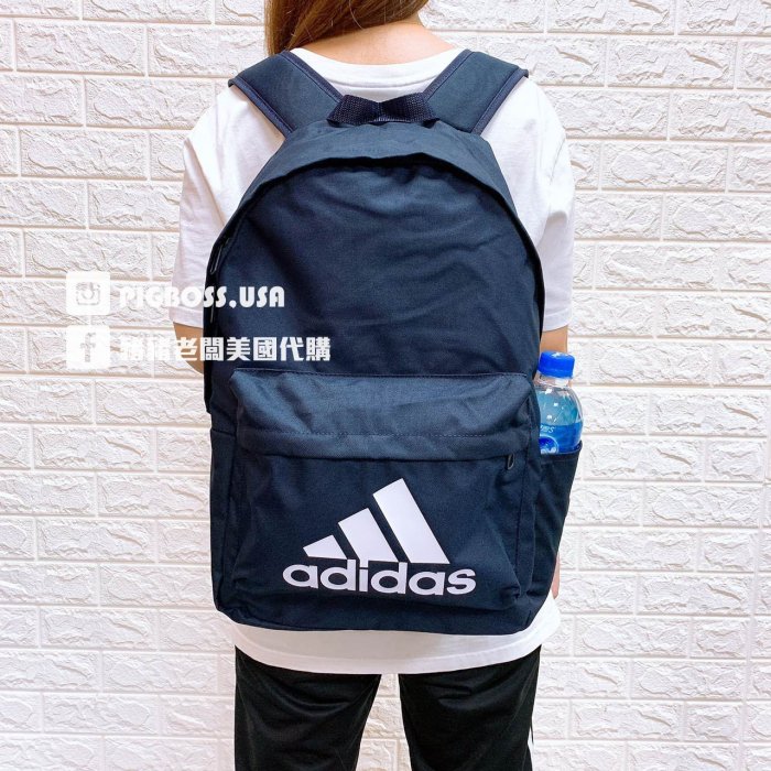 【豬豬老闆】ADIDAS LOGO 後背包 雙肩包 大LOGO 休閒 運動 訓練 男女款 黑FS8332 藍FT8762