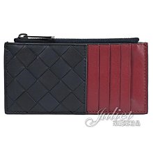 【茱麗葉精品】全新商品 BOTTEGA VENETA 專櫃商品 591379 編織牛皮卡片零錢包.深藍/酒紅 現貨