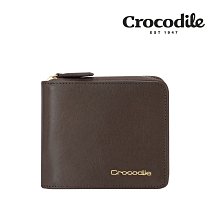 【寧寧精品】台中30年在地老店 Crocodile 鱷魚 深咖啡真皮附零錢袋拉鍊短夾 0103-10601-3 男短夾區