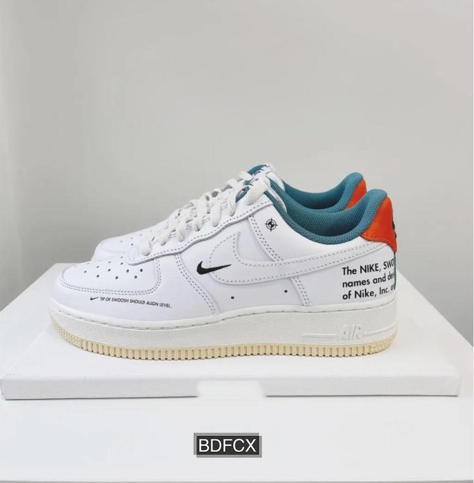 BDFCX〗 Nike Air Force 1 白藍橘標語off-white風格奶油DM0970-111