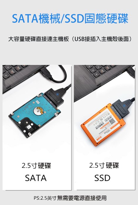 sata轉usb2.0 usb3.0 Type-c 易驅線 2.5寸 3.5寸機械 SSD 硬碟讀取轉換器 光碟機轉接