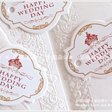 幸福朵朵＊【歐式皇冠HAPPY WEDDING DAY文字小吊牌】婚禮小物.禮物裝飾.烘焙包裝材料資材.包裝用品