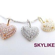 *SKYLIKE* 最華麗-韓國進口墜585/14k金白K金、黃K金、玫瑰K金雙層密鑲心型鋯石墬子，PJ-69426s*