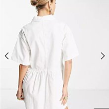 (嫻嫻屋) 英國ASOS-COLLUSION白色襯衫領短袖寬鬆造型裙洋裝PI22
