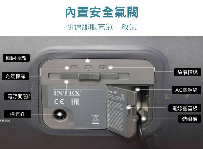 @貨比三家不吃虧@INTEX豪華雙人充氣床 INTEX充氣床墊 雙人加大 雙層雙人充氣床 出遊 內建電動幫浦 床頭檔片