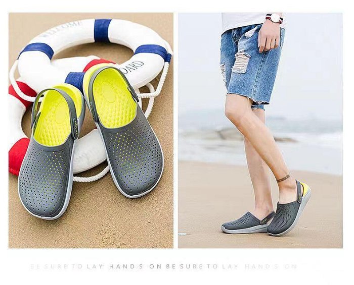 洞洞鞋男 戶外休閒涼拖鞋 時尚個性休閒沙灘鞋 布希鞋 夏季透氣鞋~先鋒好物