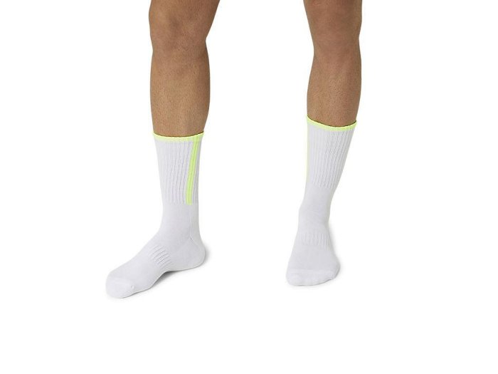【曼森體育】ASICS 亞瑟士 網球襪 中筒襪 白黃色 L (27-29cm) 男女中性款