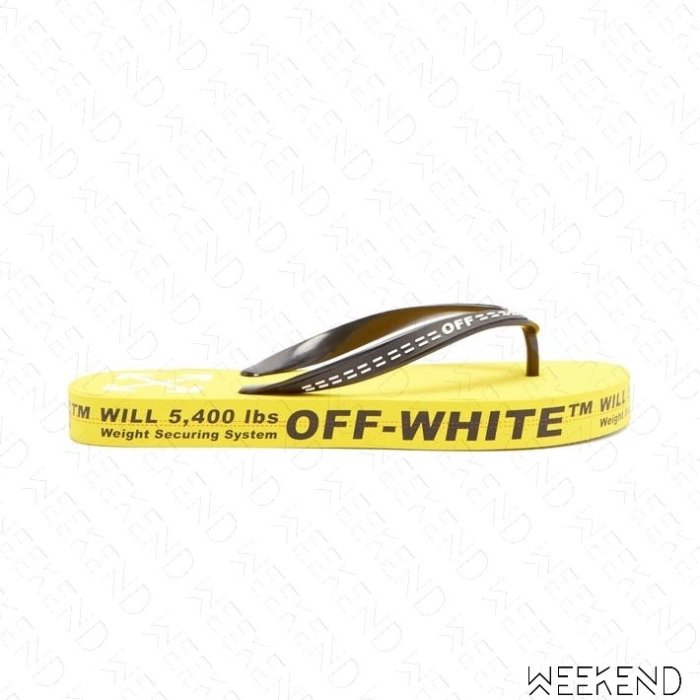 【WEEKEND】 OFF WHITE Logo Flip Flop 涼鞋 拖鞋 黃色 19秋冬