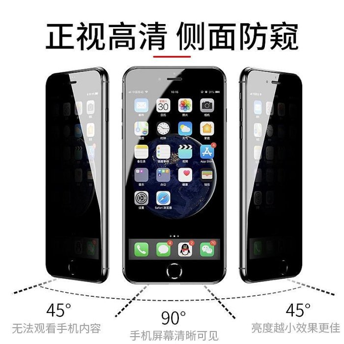 防偷窺適用iPhone 15 14 13 12 11 Pro Max XS XR SE2 i7 i8滿版玻璃保護貼防摔鋼