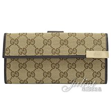 【茱麗葉精品】全新精品 GUCCI 專櫃商品 257012 經典GG緹花帆布翻蓋釦式長夾.駝/咖 預購無現貨