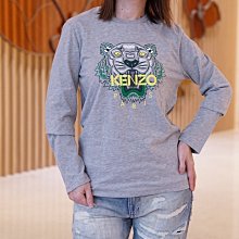 Kenzo Tiger cotton sweatshirt 虎頭長袖棉T 灰配黃 現貨