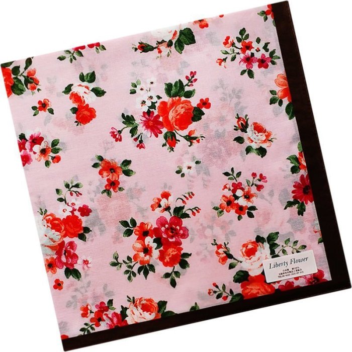 【熱賣下殺價】日本進口女手帕純棉吸汗隨身全棉手絹薄款玫瑰方巾LIBERTY FLOWER