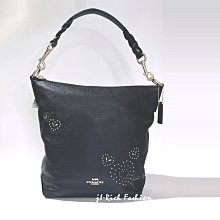 就愛精品店❤️  COACH 黑色全皮愛心裝飾側肩/斜背兩用包-附提袋 #46287