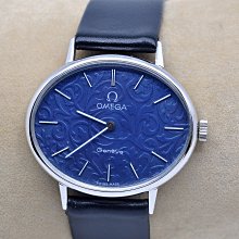 《寶萊精品》Omega 歐米茄銀藍大橢圓手動女子錶
