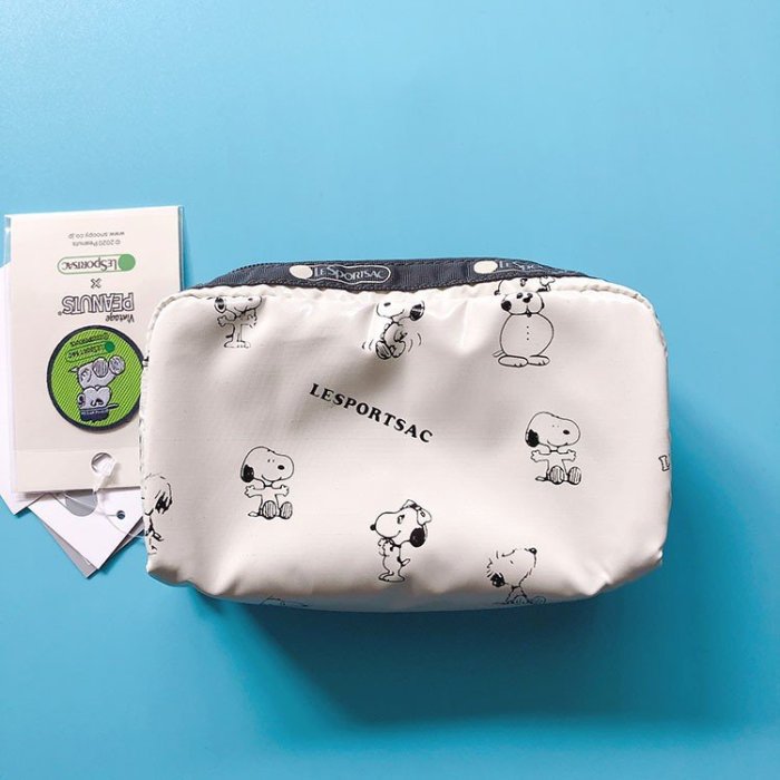 ＊米猜Shop＊LeSportsac x Snoopy 白色史努比 6511 中號化妝包 收納包 手拿包 零錢包 洗漱包