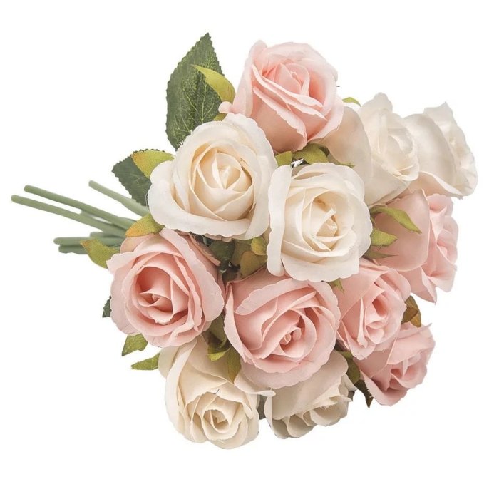❤️新娘捧花❤️ 室內花藝擺飾 新品韓式12頭玫瑰小把束 新娘手捧花把束玫瑰仿真花