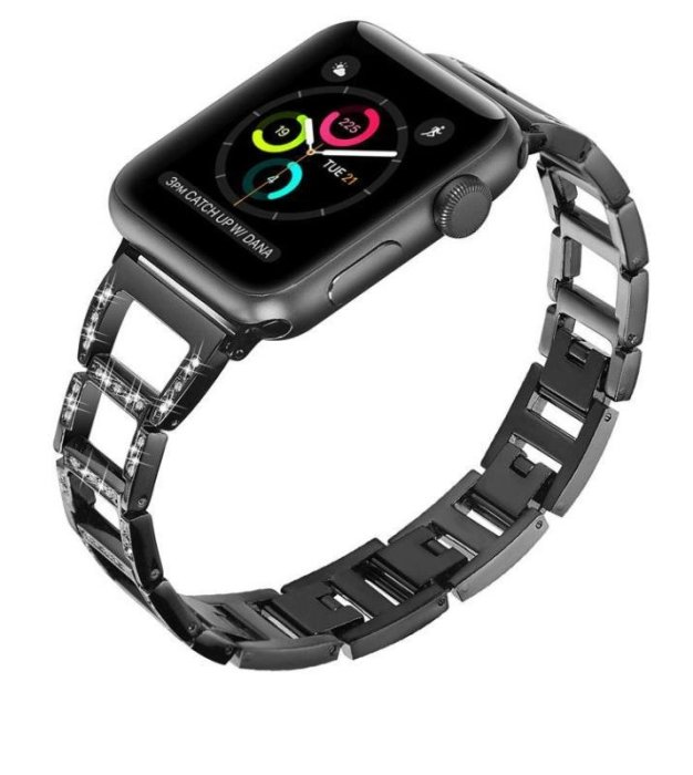 熱銷 適用iwatch6蘋果手錶applewatch錶帶iwatch5代日字鑲鉆鋅合金手鏈#腕錶手錶帶 可開發票