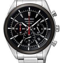 SEIKO 明亮經典三眼計時腕錶(SSB089P1)-黑/45mm 6T63-00H0D