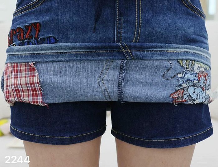 正韓  韓國代購  牛仔短裙褲  米妮米奇  韓國連線  新款上市  美好時光 -0225 2244