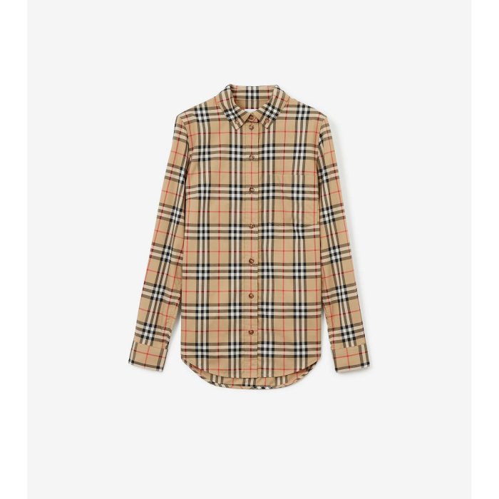 預購接單中 Sample sell 全新正品 BURBERRY 80222841 女款 領尖扣衣領經典格紋襯衫