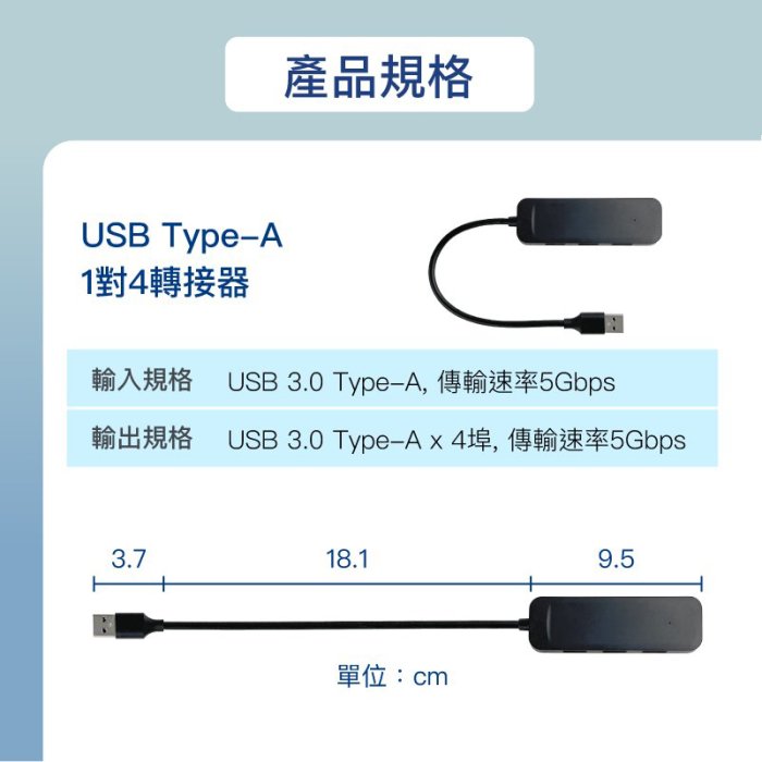 【珍愛頌】DA009 USB3.0 擴充埠 4埠 Port HUB 5Gbps 一分四 USB擴充 4孔集線器 分線器