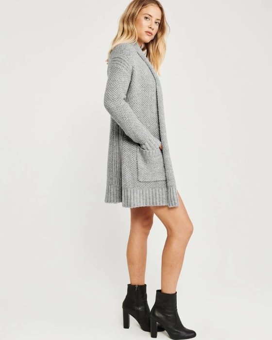 MISHIANA 美國休閒品牌 Abercrombie  女生款灰色開衫針織毛衣外套 ( 零碼XS號.特價出售 )