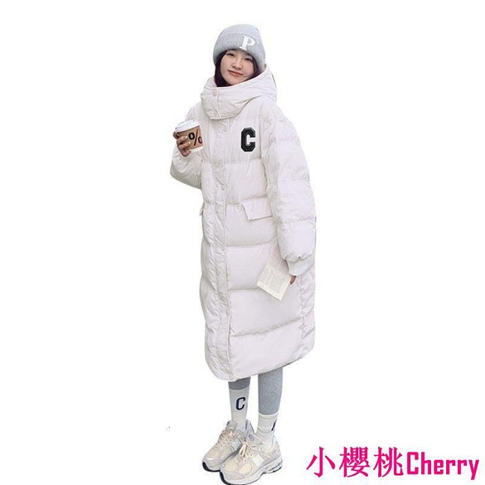 小櫻桃Cherry長版外套 長板 外套 女生 冬天 韓版 韓國長版羽絨外套 厚羽絨外套 羽絨長外套女 羽絨服女中長款冬季韓版加厚小個