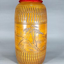 [銀九藝] 早期 高~32公分 百保齡 手拉坯 刻花 陶瓷花瓶