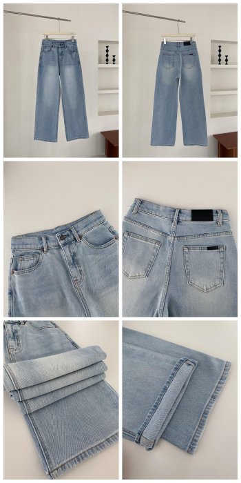 ． NL Select Shop ．梨形身材必入 高腰闊腿直筒 做舊水洗藍色超顯腿長 春夏淺藍色牛仔褲