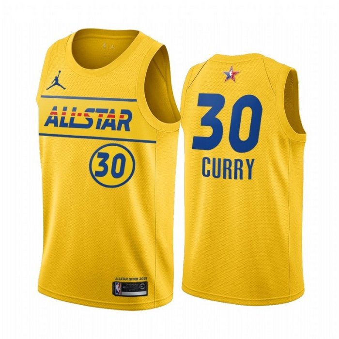 史蒂芬·柯瑞 （Stephen Curry）NBA 2021全明星賽球衣 熱轉印款式 30號 黃色