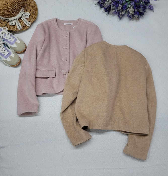 正韓korea韓國進口REINA粉色毛料長袖外套  現貨  小齊韓衣