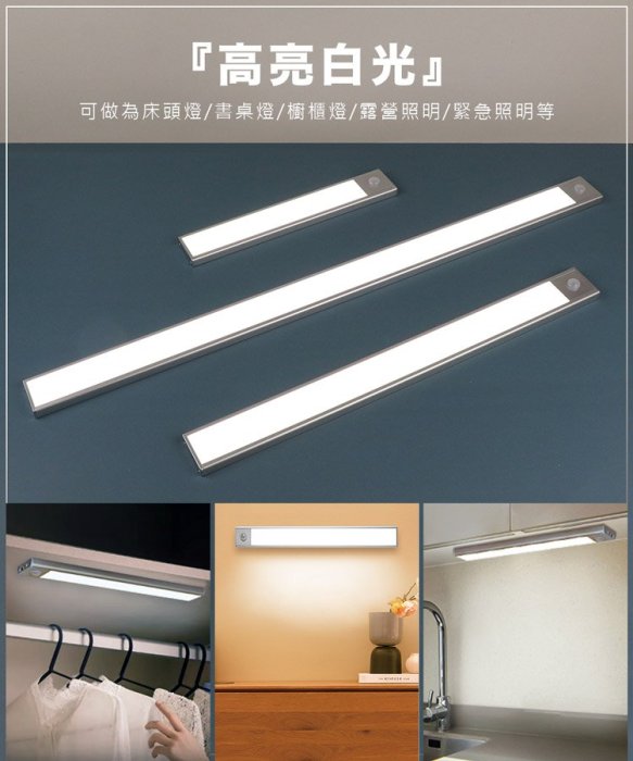 ☆YoYo 3C☆超薄 USB充電磁吸式 LED感應燈23CM 小夜燈 燈條