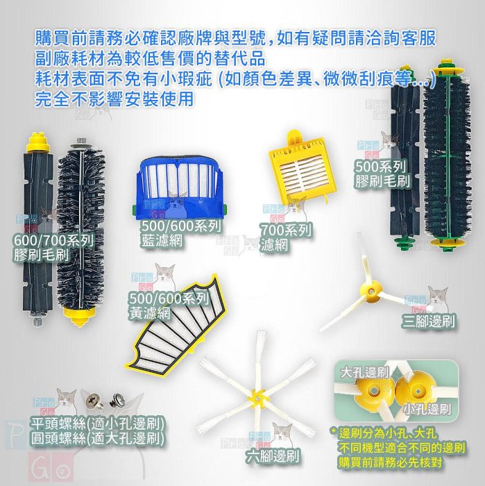 【ProGo】iRobot Roomba 500/600/700系列通用六腳邊刷 副廠耗材 630 637等型號