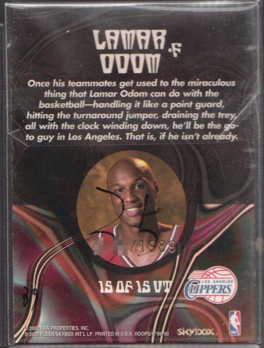 99-00 HOOPS UP TEMPO PARALLEL #15 LAMAR ODOM RC 限量1989張