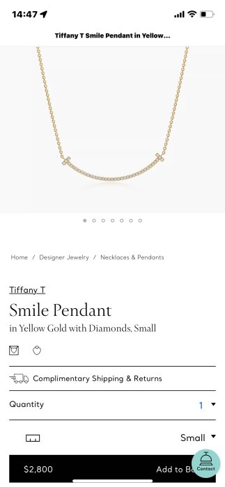 已讓藏～專櫃真品～Tiffany T Smile Pendant黃18k金鑽石微笑項鍊