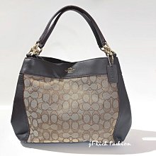 就愛精品店❤️  COACH 經典 卡其咖啡色織布側肩/斜背兩用包 #29548