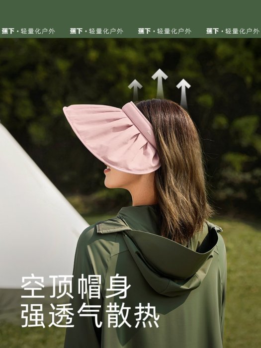 貝殼帽空頂防曬帽子女防紫外線遮臉遮陽云紗防曬大帽檐太陽帽